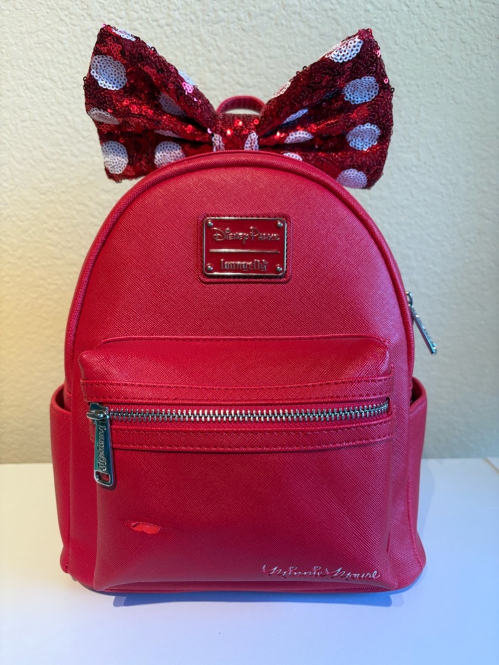Loungefly Minnie Mouse red sequin backpack